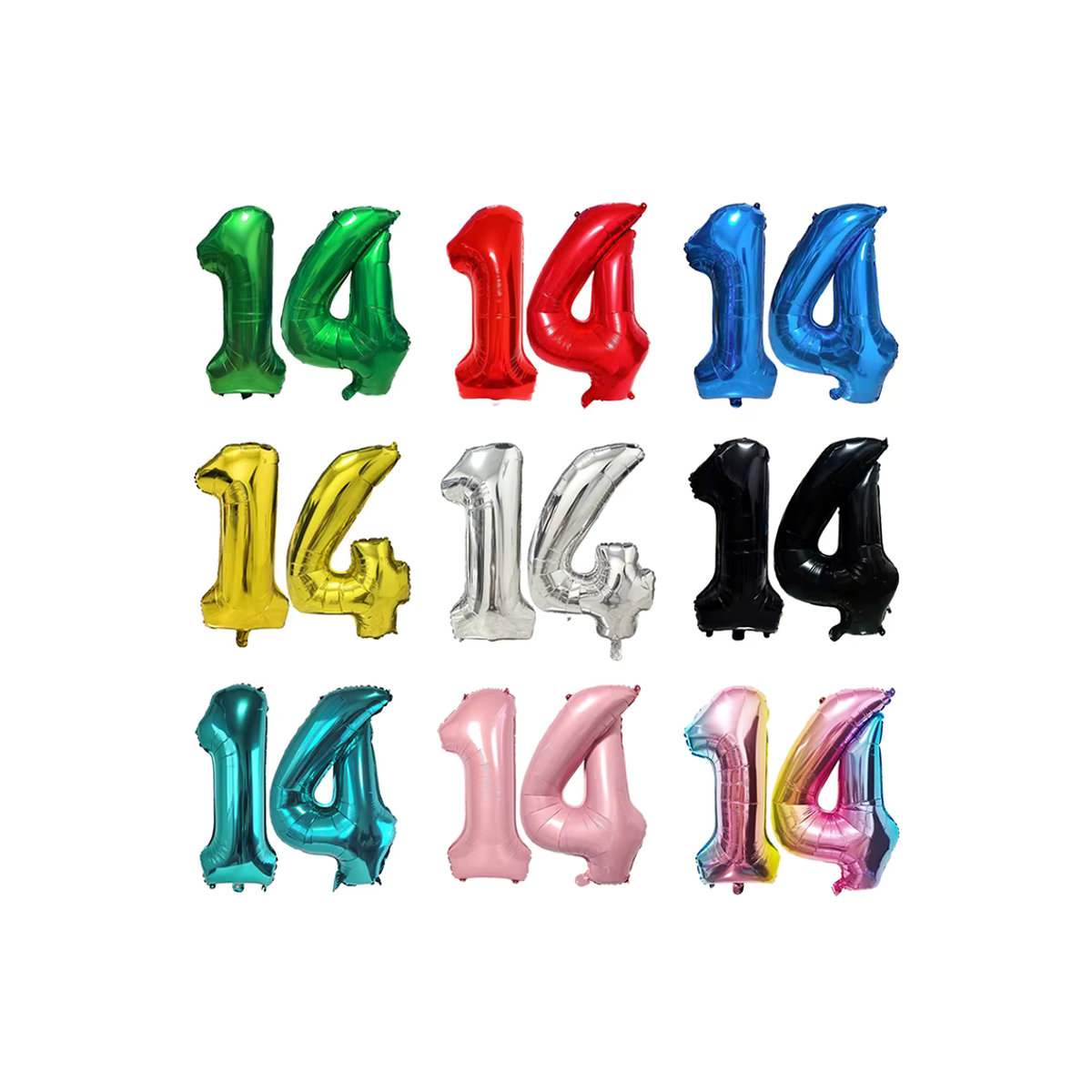 PartiesTour Zahlenballon Nummer 14 für den 14. Geburtstag, Mehrfarbig, Durchmesser: 81,28 cm - Bild 7