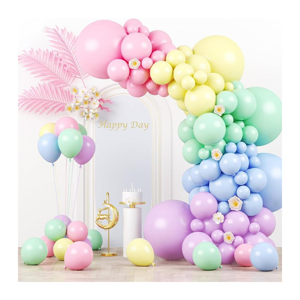 Pastellballons Girlande Set von surpsea in Macaron-Farben für Babyparty, Hochzeit, Geburtstag oder Ostern - Bild 1