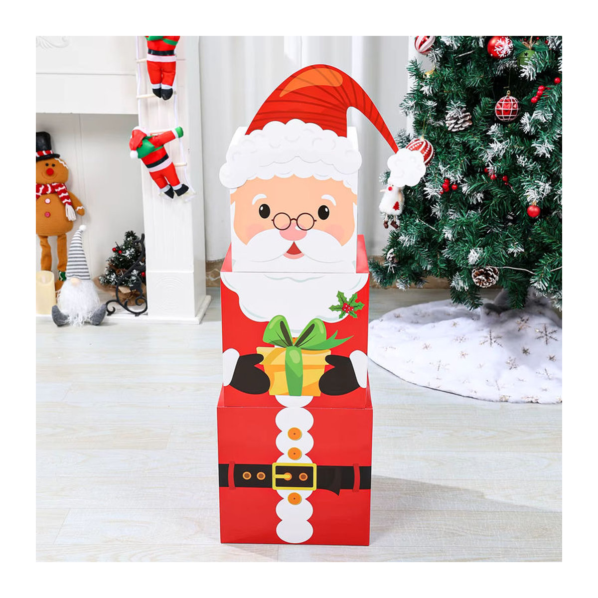 PATIMATE 3er Set Weihnachts Geschenkboxen aus Papier in Rot für die Weihnachtsdekoration - Bild 1