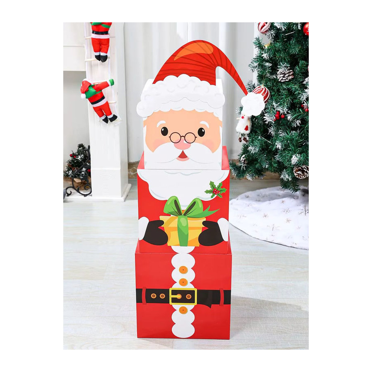 PATIMATE 3er Set Weihnachts Geschenkboxen aus Papier in Rot für die Weihnachtsdekoration - Bild 3