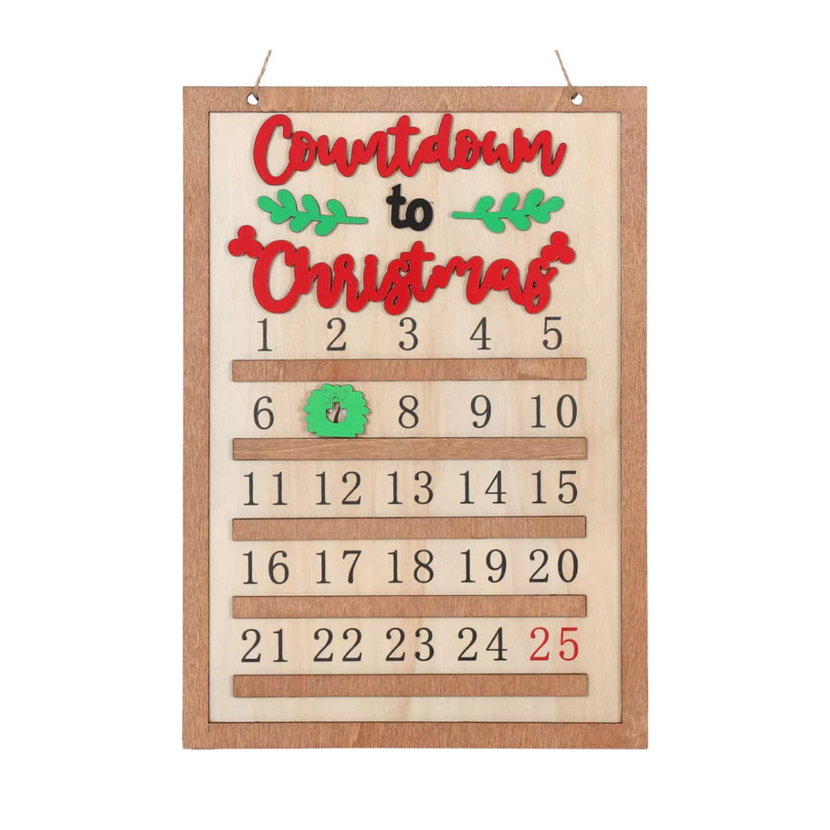PATIMATE Adventskalender aus Holz in skandinavischem Design, mehrfarbige Weihnachtsdekoration zum Aufhängen für Kinder - Bild 5