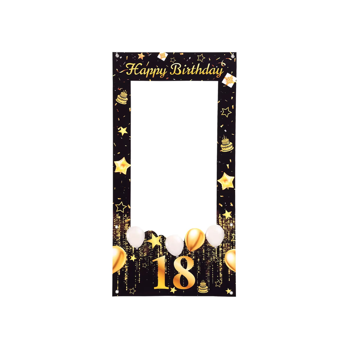PATIMATE Fotokabinen-Requisiten Fotorahmen für Geburtstage in Schwarz und Gold, Rechteckiger Party-Deko Rahmen aus Papier für Erwachsene - Bild 5