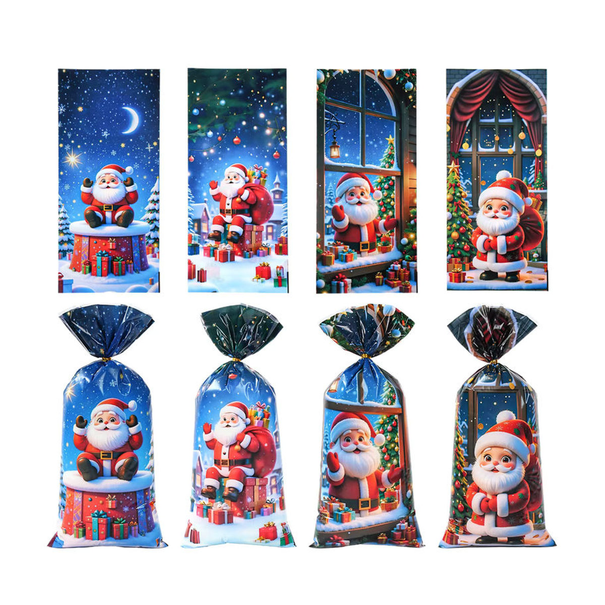 PATIMATE Weihnachtliche Süßigkeiten-Geschenktüten aus Kunststoff für Kinder, Mehrfarbig, Rechteckig - Bild 4