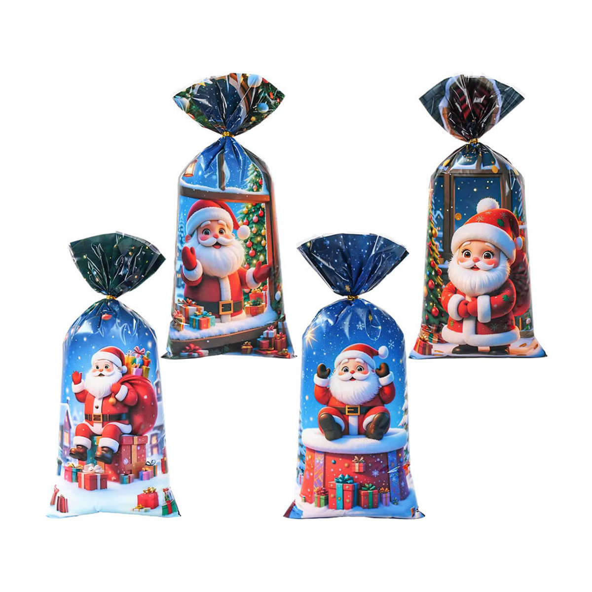 PATIMATE Weihnachtliche Süßigkeiten-Geschenktüten aus Kunststoff für Kinder, Mehrfarbig, Rechteckig - Bild 5