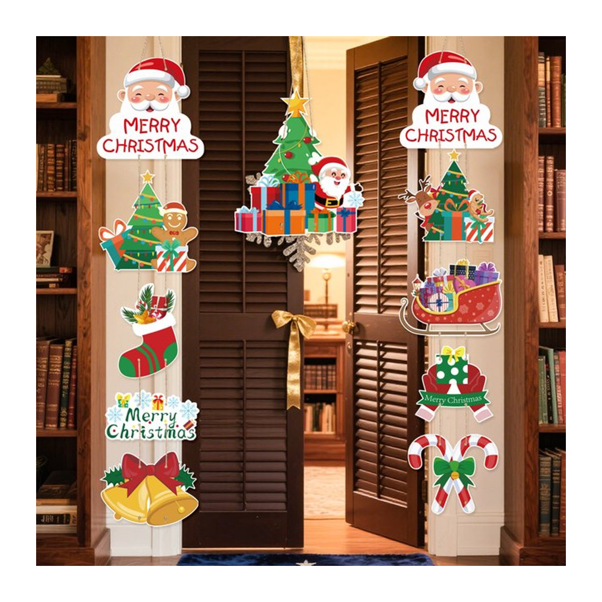 PATIMATE Weihnachtliches Türbanner aus Papier für dein Zuhause, Mehrfarbig, Hängende Dekoration mit Buchstaben - Bild 1