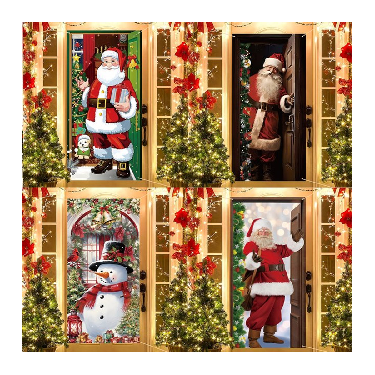 PATIMATE Weihnachts-Hängebanner für Veranda und Tür, mehrfarbige Textil-Dekoration für Zuhause - Bild 1