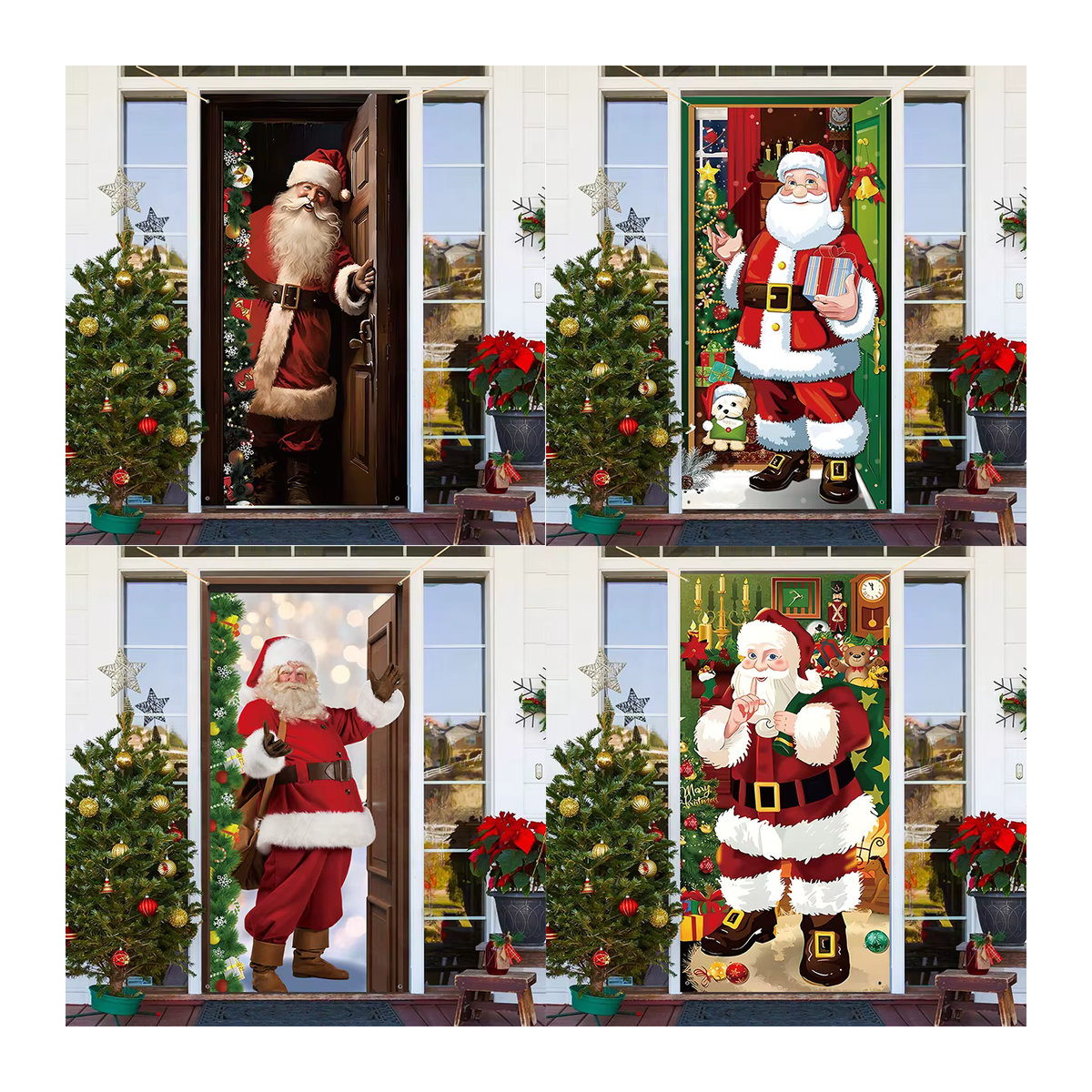 PATIMATE Weihnachts-Hängebanner für Veranda und Tür, mehrfarbige Textil-Dekoration für Zuhause - Bild 2