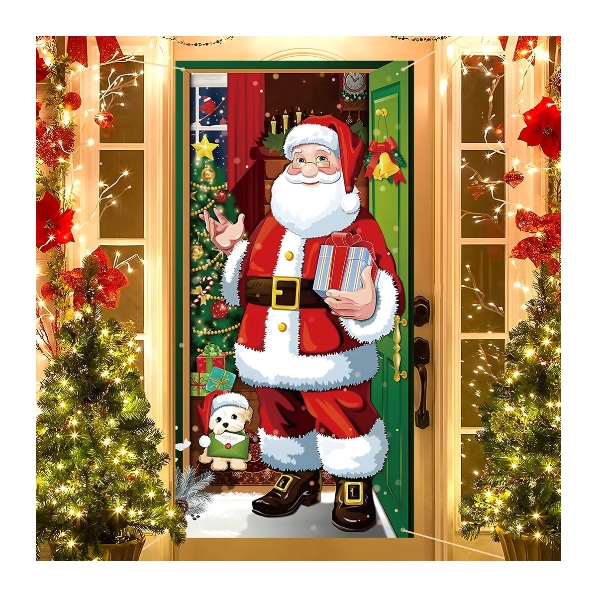 PATIMATE Weihnachts-Hängebanner für Veranda und Tür, mehrfarbige Textil-Dekoration für Zuhause - Bild 4