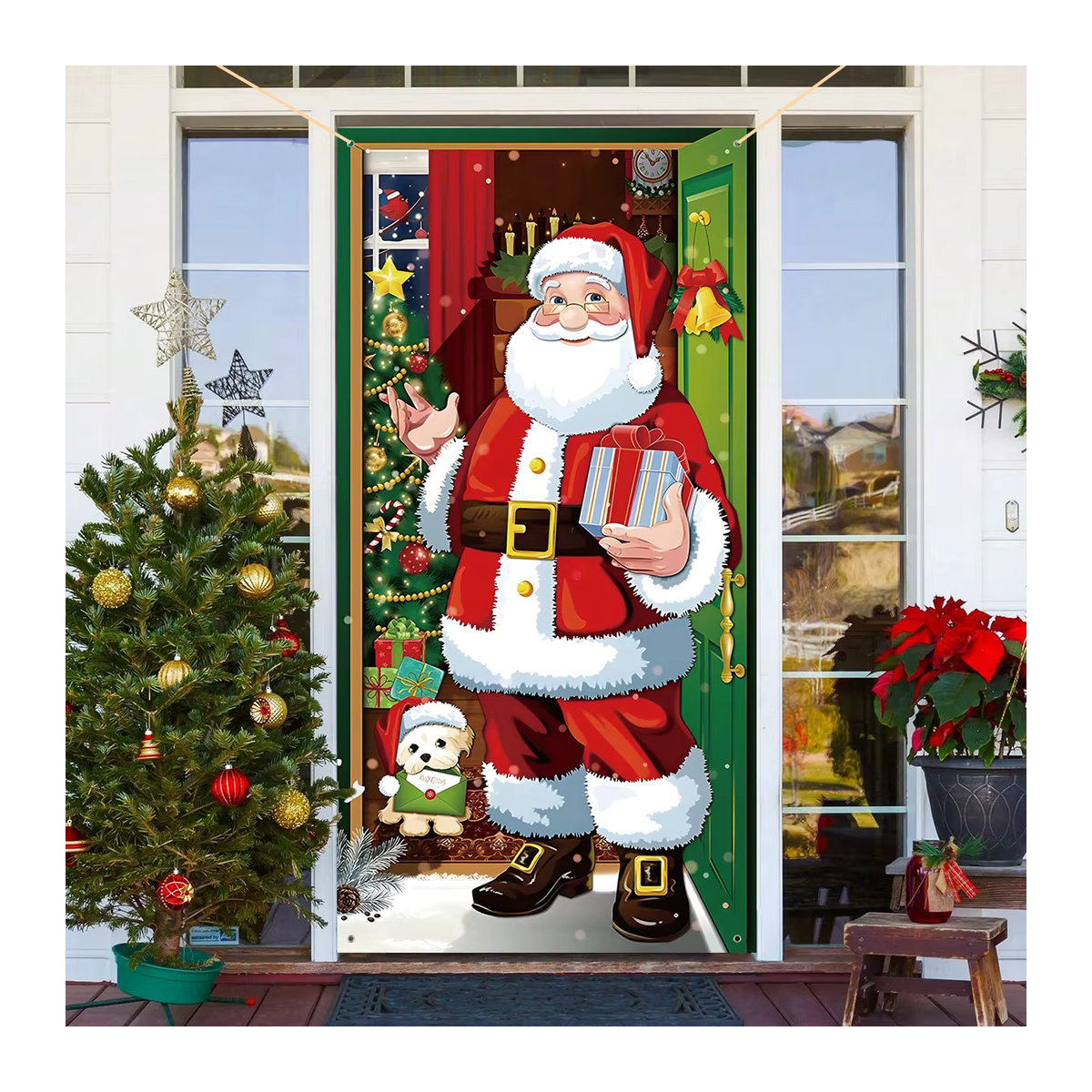 PATIMATE Weihnachts-Hängebanner für Veranda und Tür, mehrfarbige Textil-Dekoration für Zuhause - Bild 5