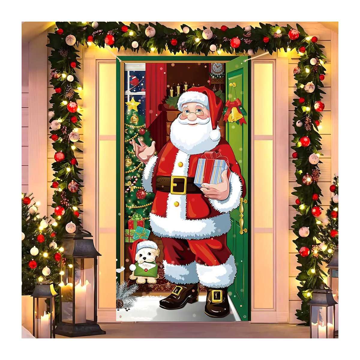 PATIMATE Weihnachts-Hängebanner für Veranda und Tür, mehrfarbige Textil-Dekoration für Zuhause - Bild 6