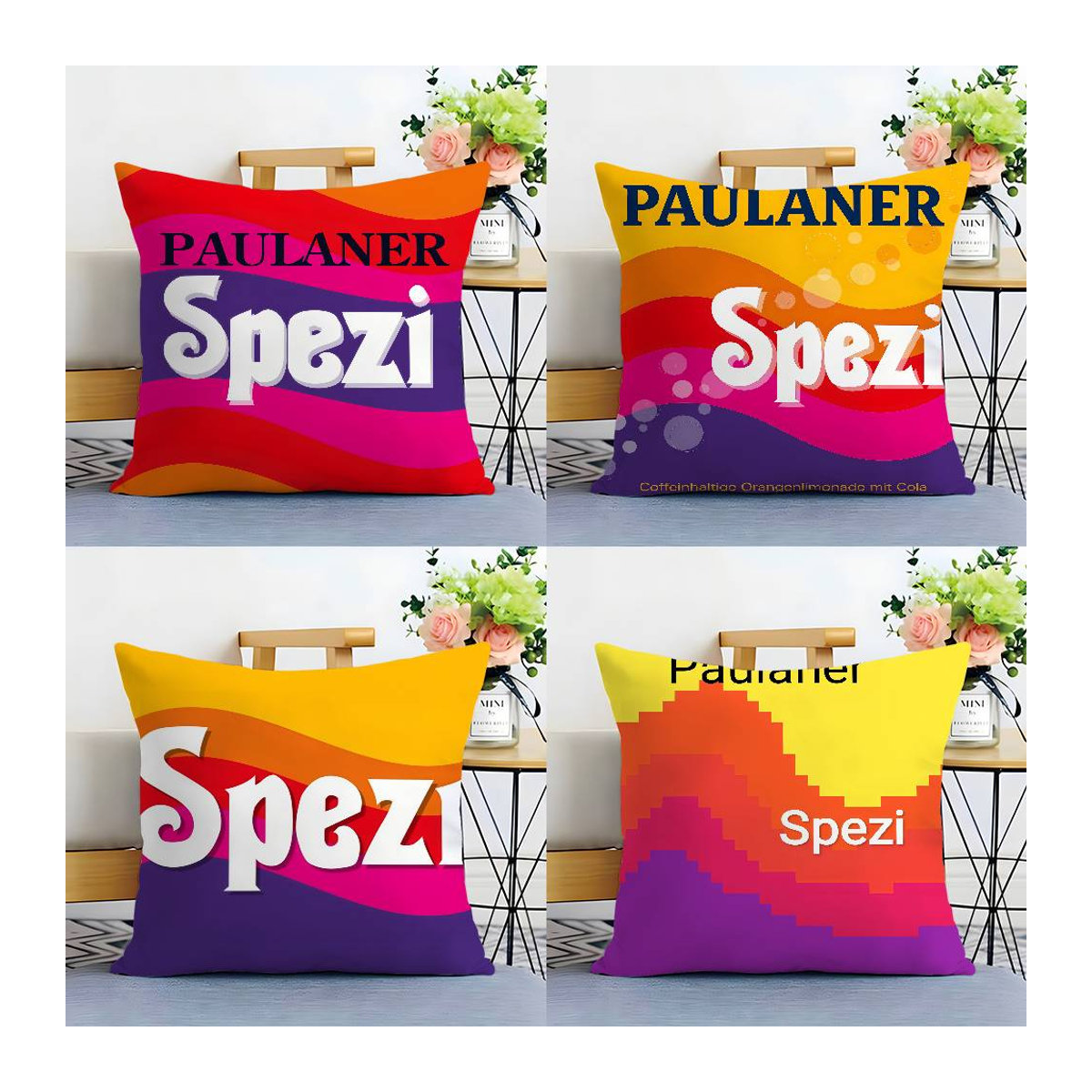 Paulaner Spezi Logo Kissenbezug aus weichem Plüschstoff, mehrfarbig, B/T/H: 30,5 x 30,5 cm - Bild 1