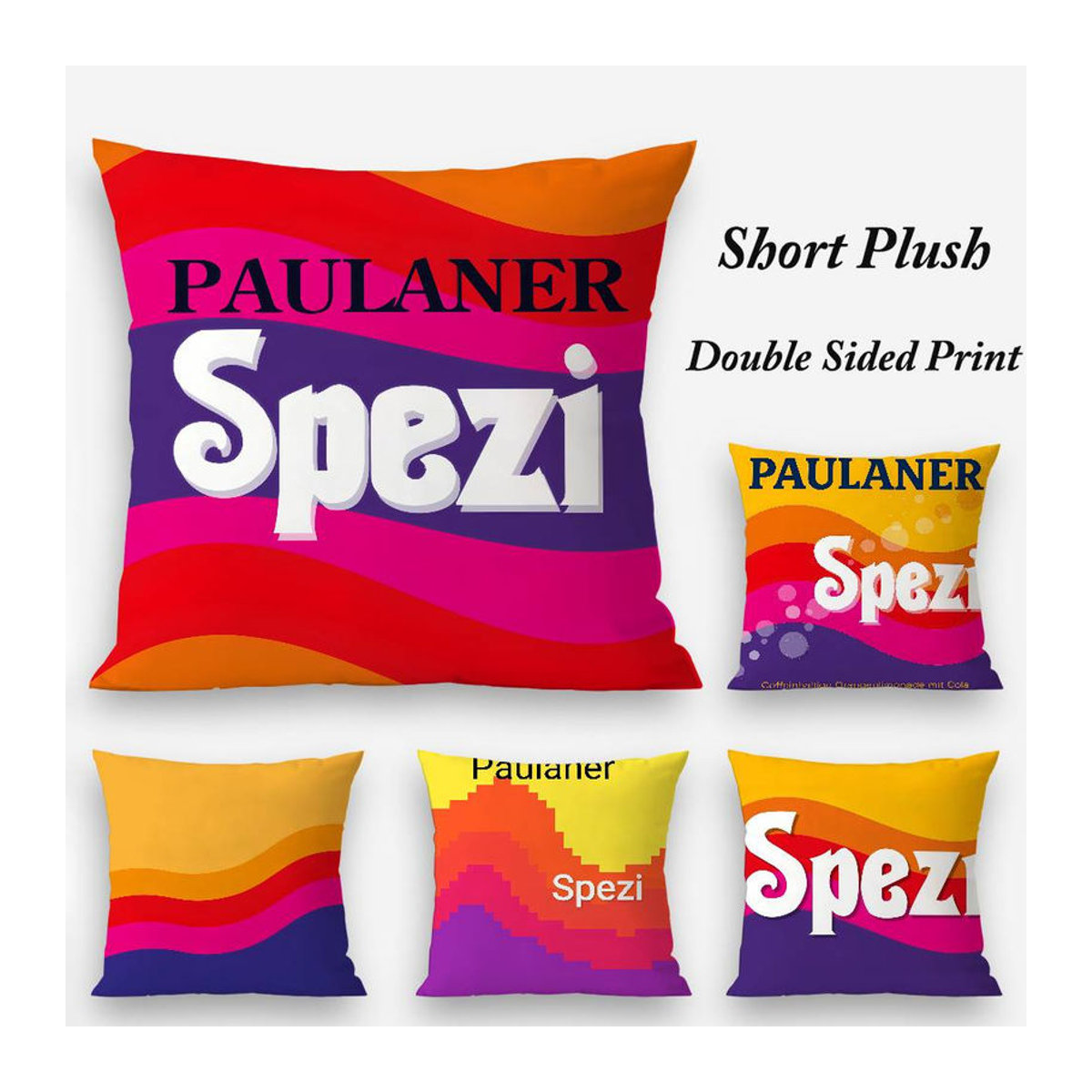 Paulaner Spezi Logo Kissenbezug aus weichem Plüschstoff, mehrfarbig, B/T/H: 30,5 x 30,5 cm - Bild 4