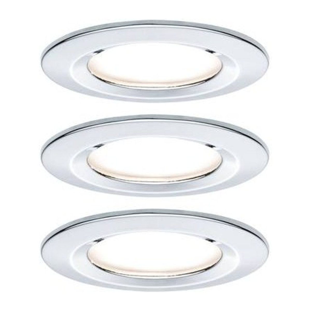 Paulmann Nova LED Bad-Einbauleuchten 3er Set in Chrom, Warmweiß, 18W, minimalistisches Design - Bild 1