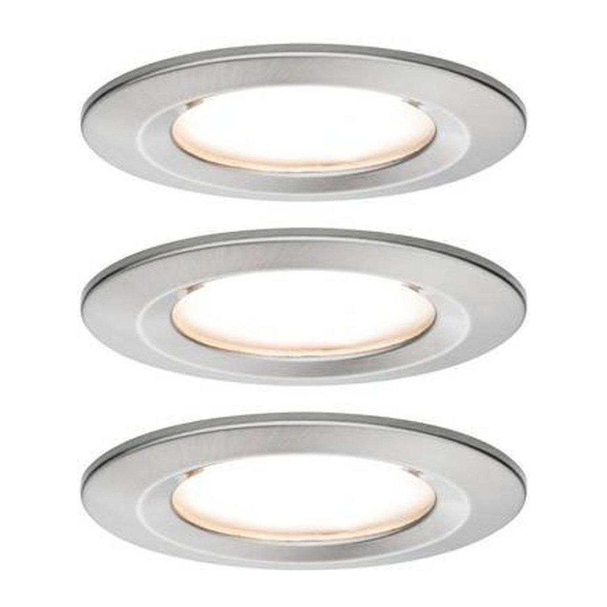 Paulmann Nova LED Bad-Einbauleuchten 3er Set in Eisen gebürstet mit warmweißem Licht und 18W Leistung - Bild 1