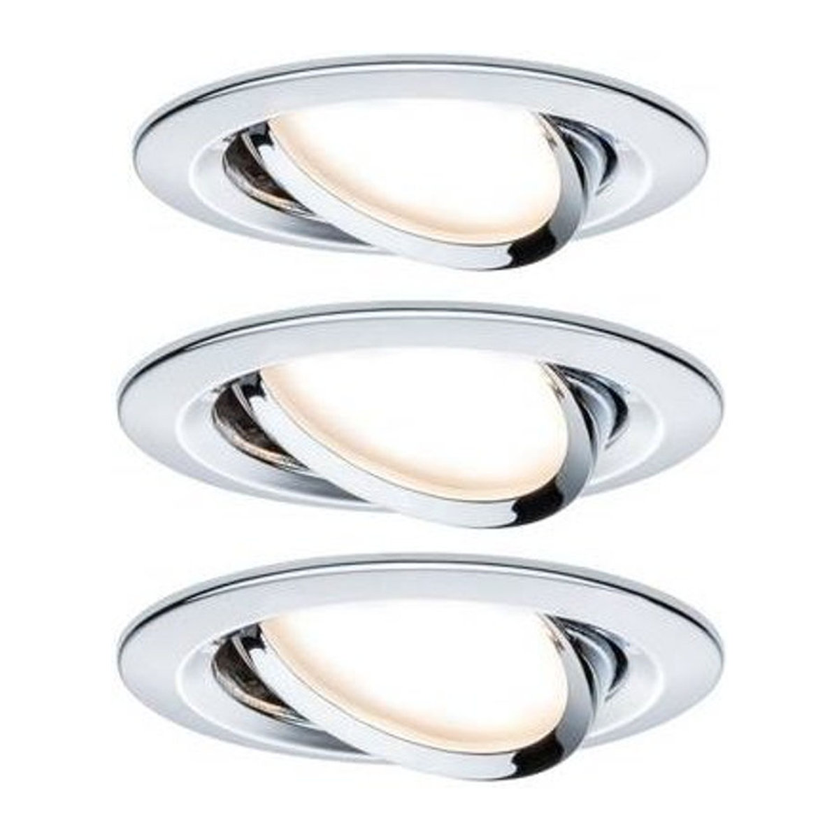Paulmann Nova LED Einbaustrahler 3er Set, Chrom, Warmweiß, 18W, Metall, minimalistisches Design - Bild 1