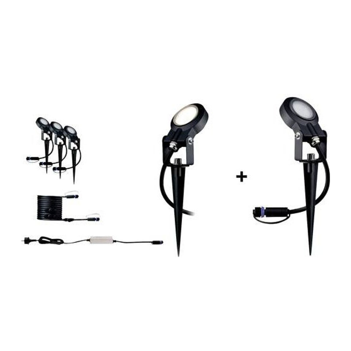 Paulmann Plug & Shine LED-Gartenstrahler-Starter-Set 4er Set, Außenstrahler in Anthrazit, 24W, Warmweiß, Modernes Design - Bild 1