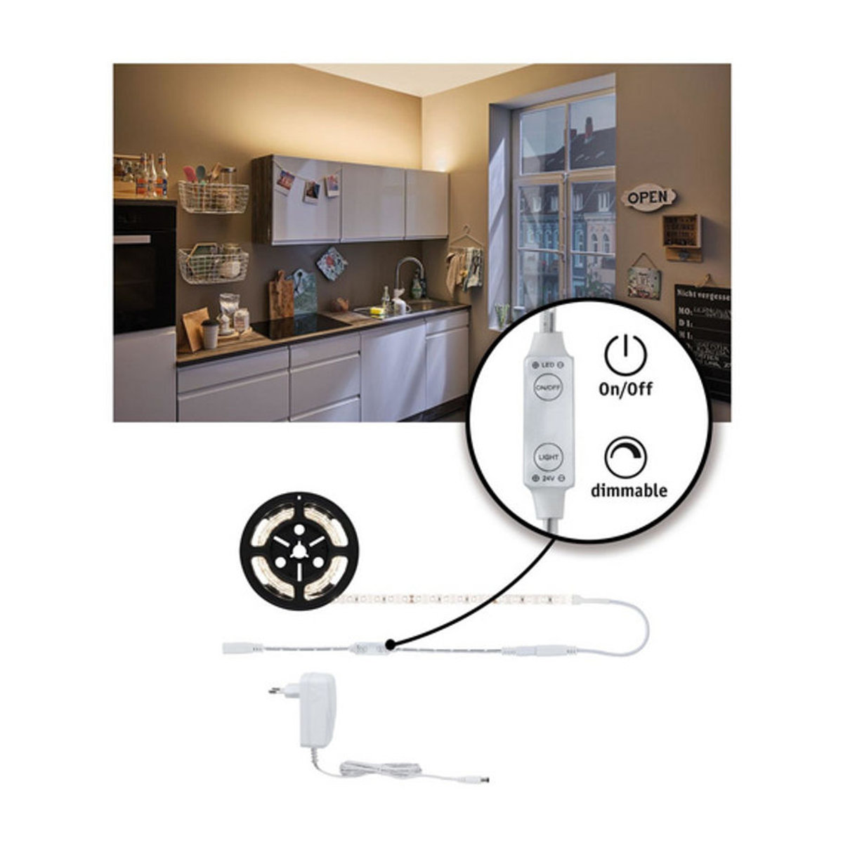 Paulmann SimpLED LED-Streifen-Komplettset mit Stecker, 1,5 m, Warmweiß, Weiß - Bild 3
