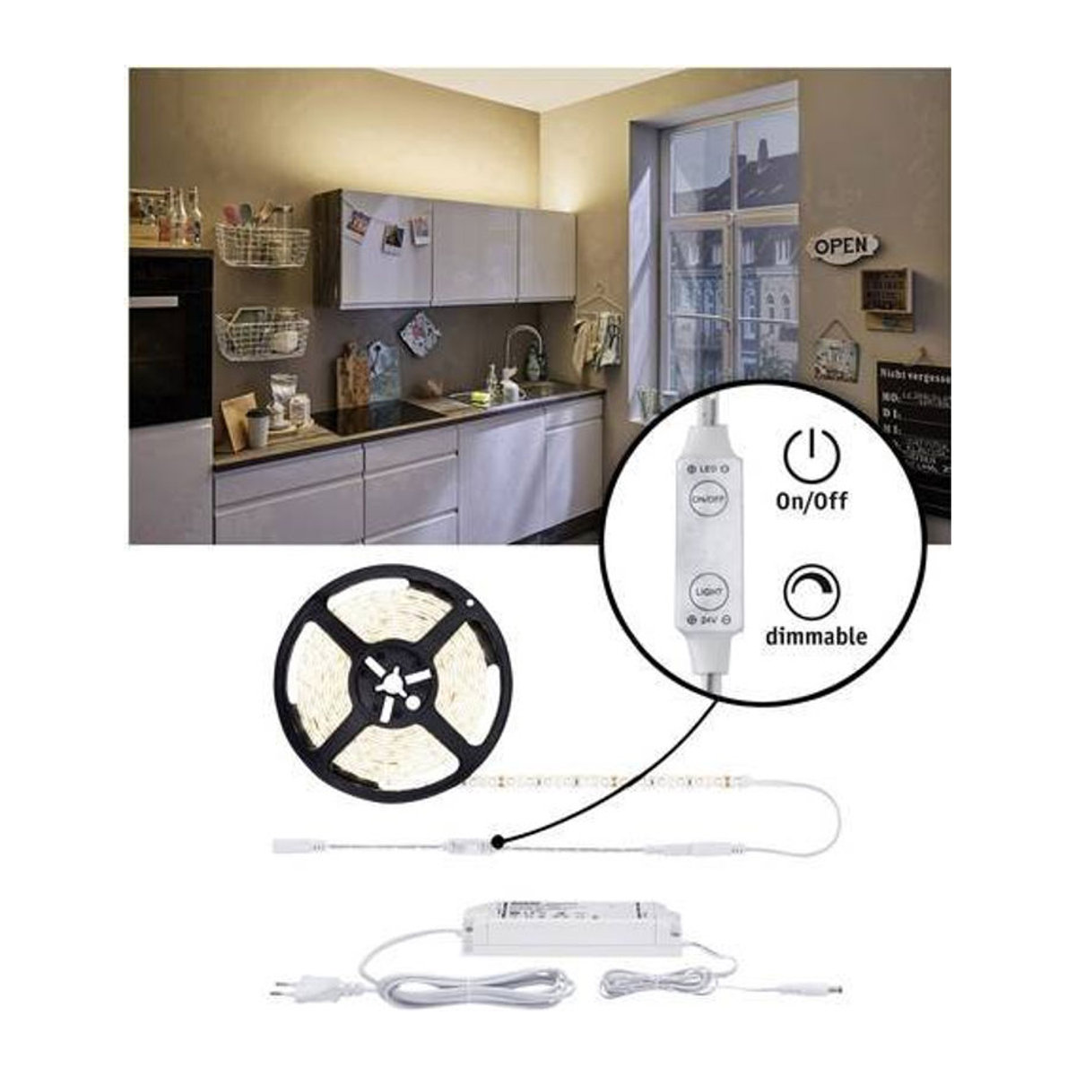 Paulmann SimpLED LED-Streifen-Komplettset Warmweiß, 500 cm, Weiß - Bild 1