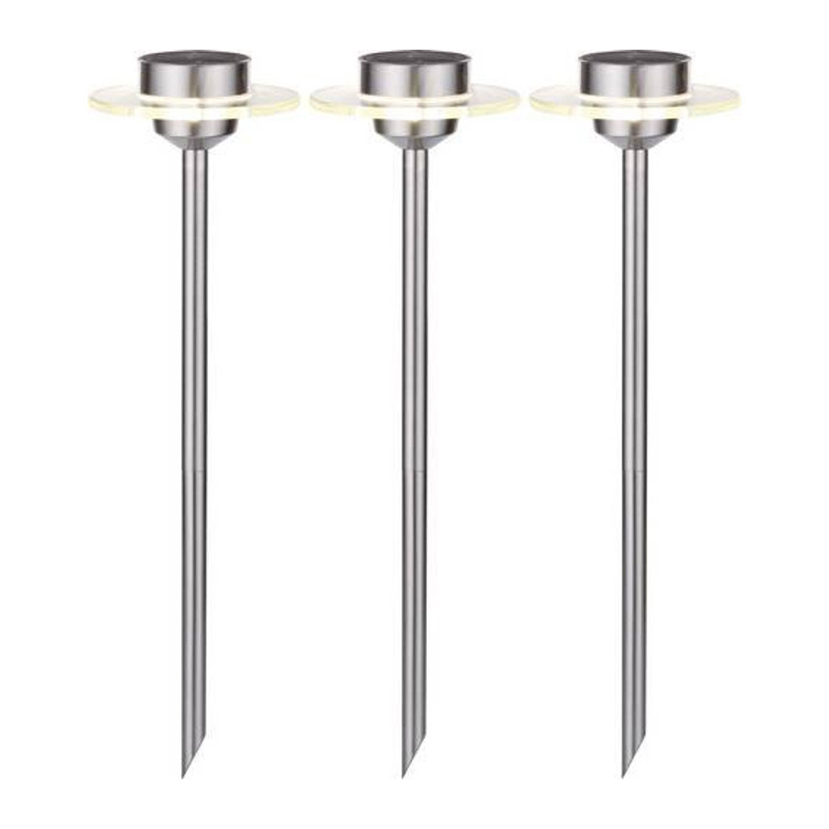 Paulmann Solarspieß Ufo LED Solar-Gartenleuchte 3er Set in Edelstahl und Klar, Warmweiß - Bild 1