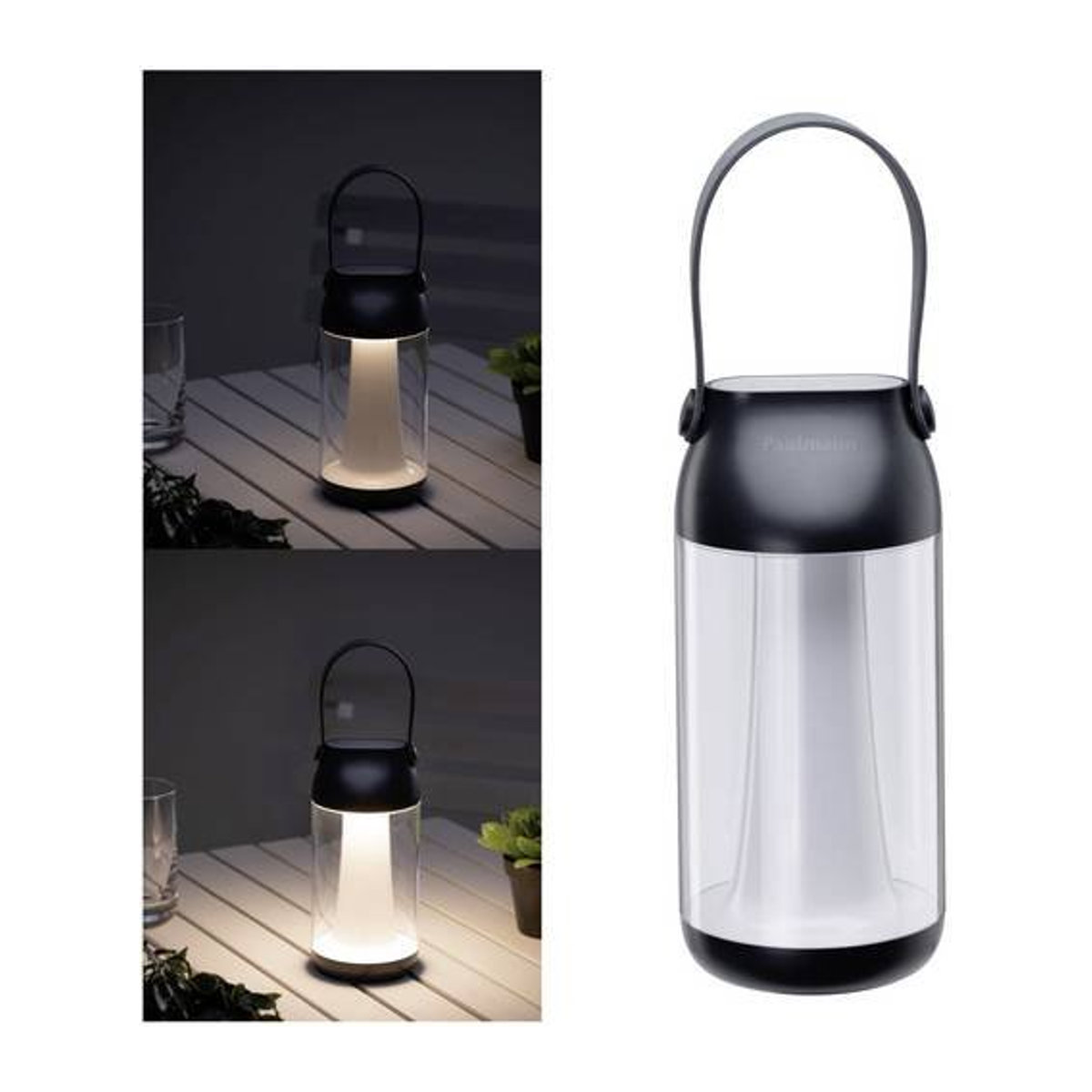 Paulmann USB-LED-Tischlampe 94267 Warmweiß in Anthrazit und Transparent - Bild 1
