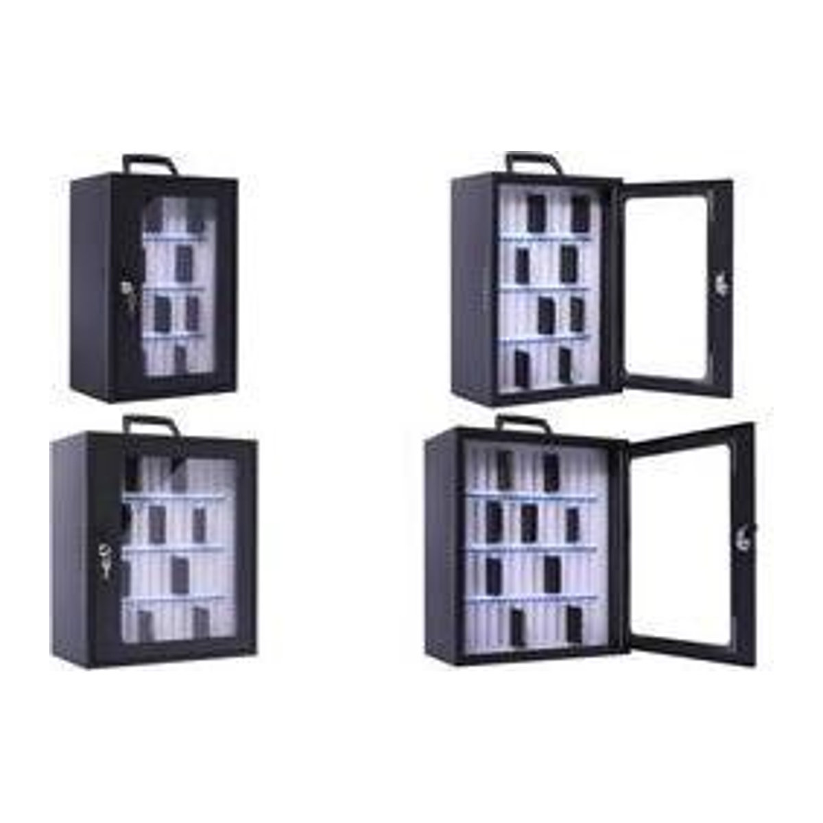 pavo Smartphone-Schrank für 36 Smartphones, dunkelgrau, pulverbeschichtet, B/T/H: 29,5 x 20,5 x 44,5 cm - Bild 1