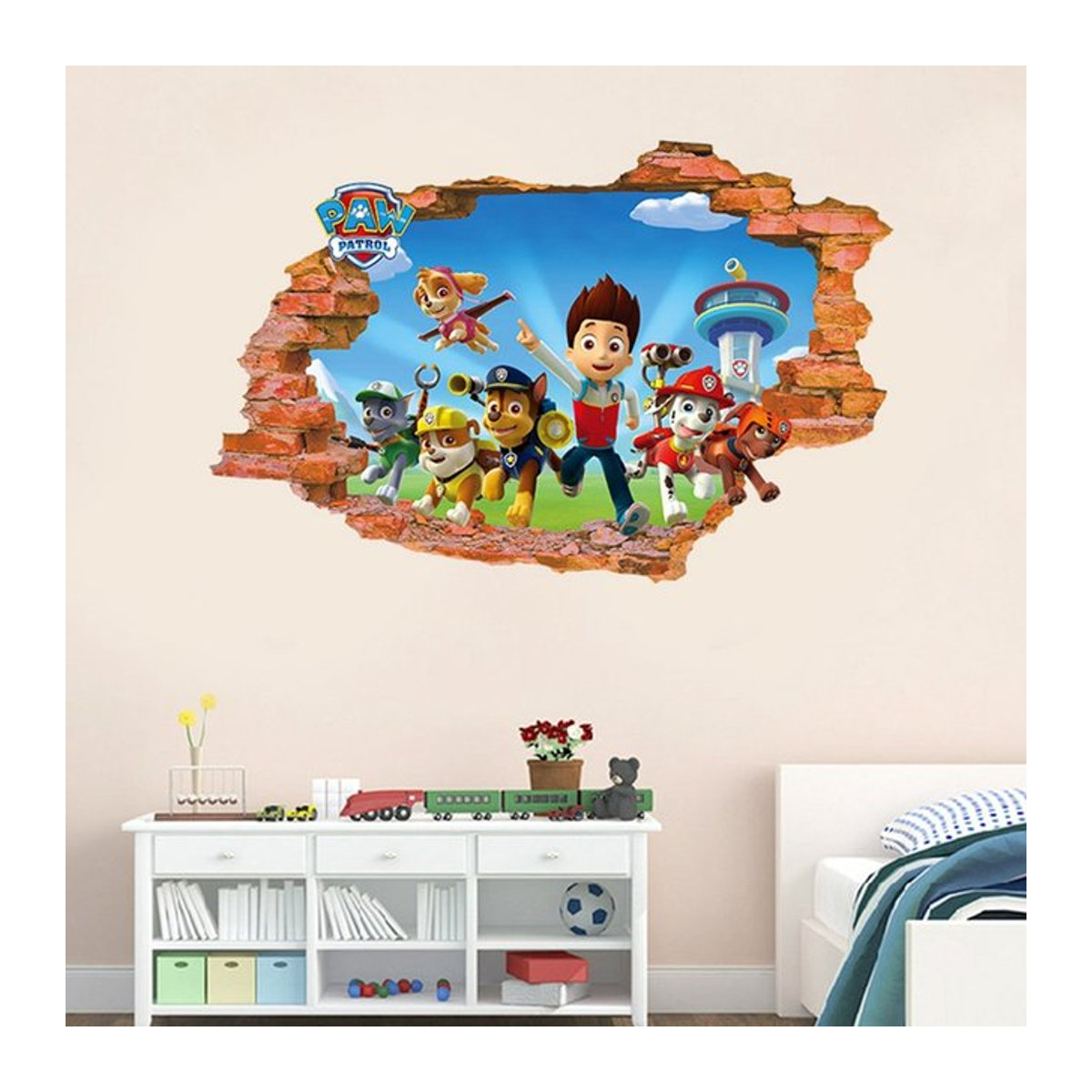 Paw Patrol 3D Wandaufkleber für Kinderzimmer und Wohnzimmer, mehrfarbig, B: 70 cm, H: 50 cm - Bild 1