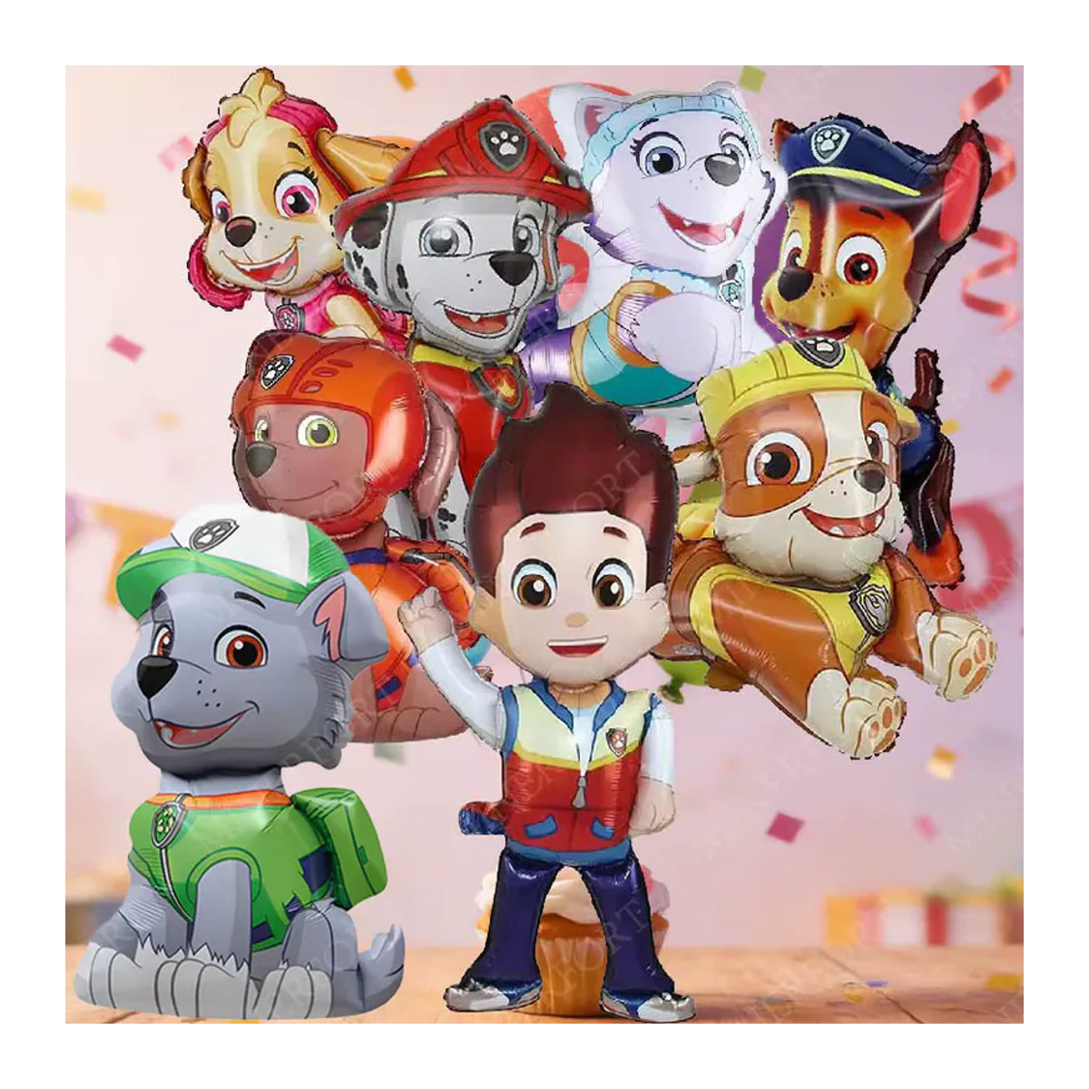 Paw Patrol Folien-Aluminiumballons Set mit Chase, Rocky und Skye für Kindergeburtstage und Babypartys, mehrfarbig - Bild 3