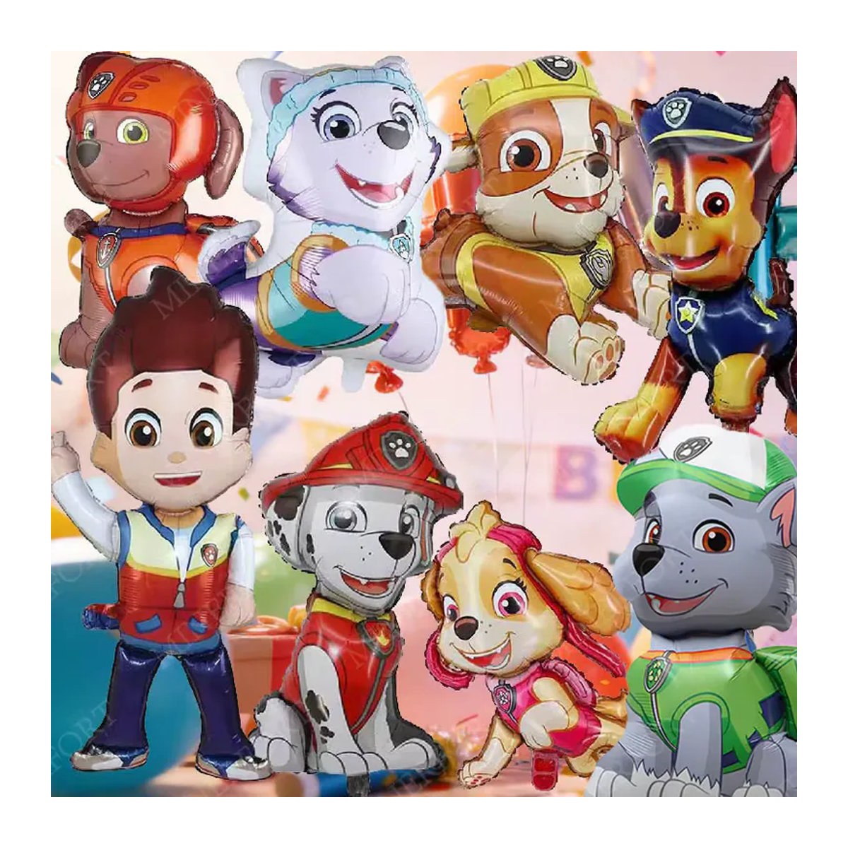 Paw Patrol Folien-Aluminiumballons Set mit Chase, Rocky und Skye für Kindergeburtstage und Babypartys, mehrfarbig - Bild 4