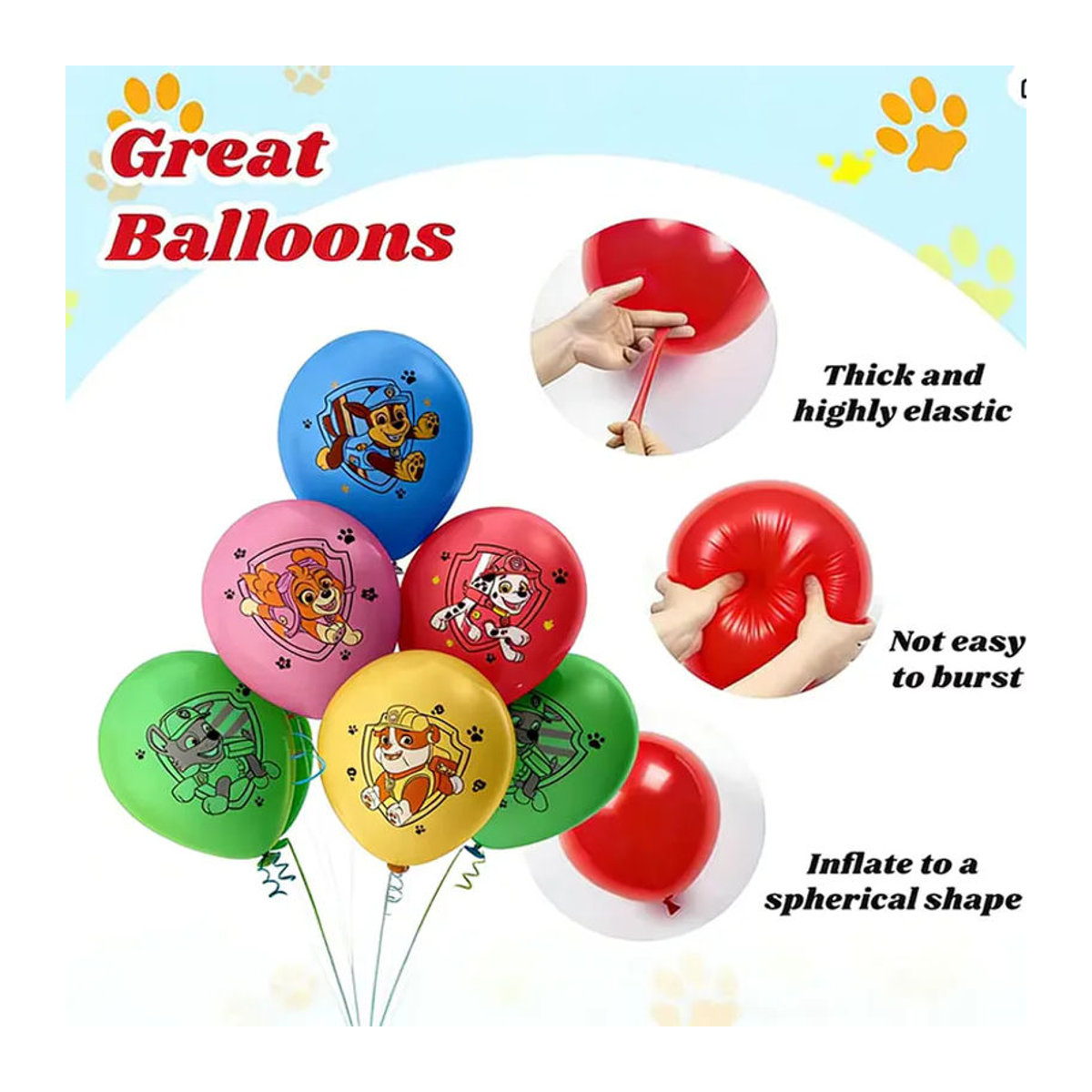 Paw Patrol Latexballons mit Chase, Skye und Marshall für deine Geburtstagsparty Dekoration, 12 Stück, mehrfarbig, rund - Bild 5