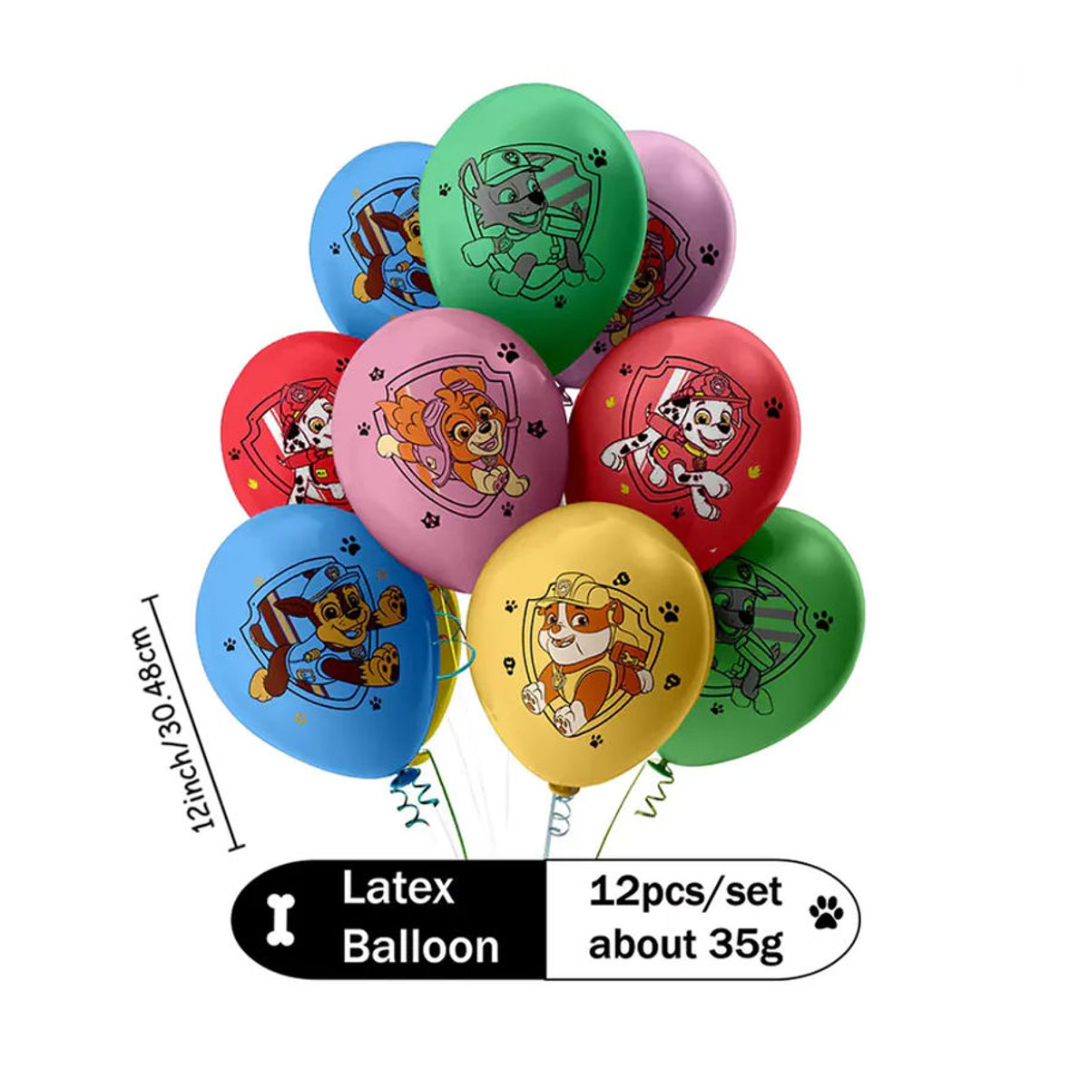 Paw Patrol Latexballons mit Chase, Skye und Marshall für deine Geburtstagsparty Dekoration, 12 Stück, mehrfarbig, rund - Bild 6