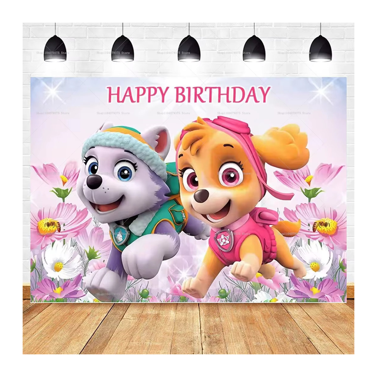 Paw Patrol Party-Hintergrund Banner für Kindergeburtstage, mehrfarbig und gelb, B/H: 100 x 150 cm - Bild 1