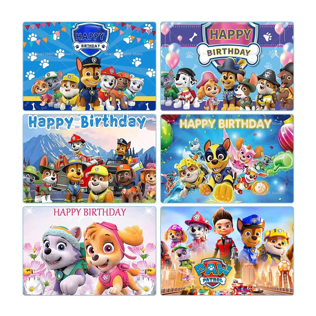 Paw Patrol Party-Hintergrund Banner für Kindergeburtstage, mehrfarbig und gelb, B/H: 100 x 150 cm - Bild 2