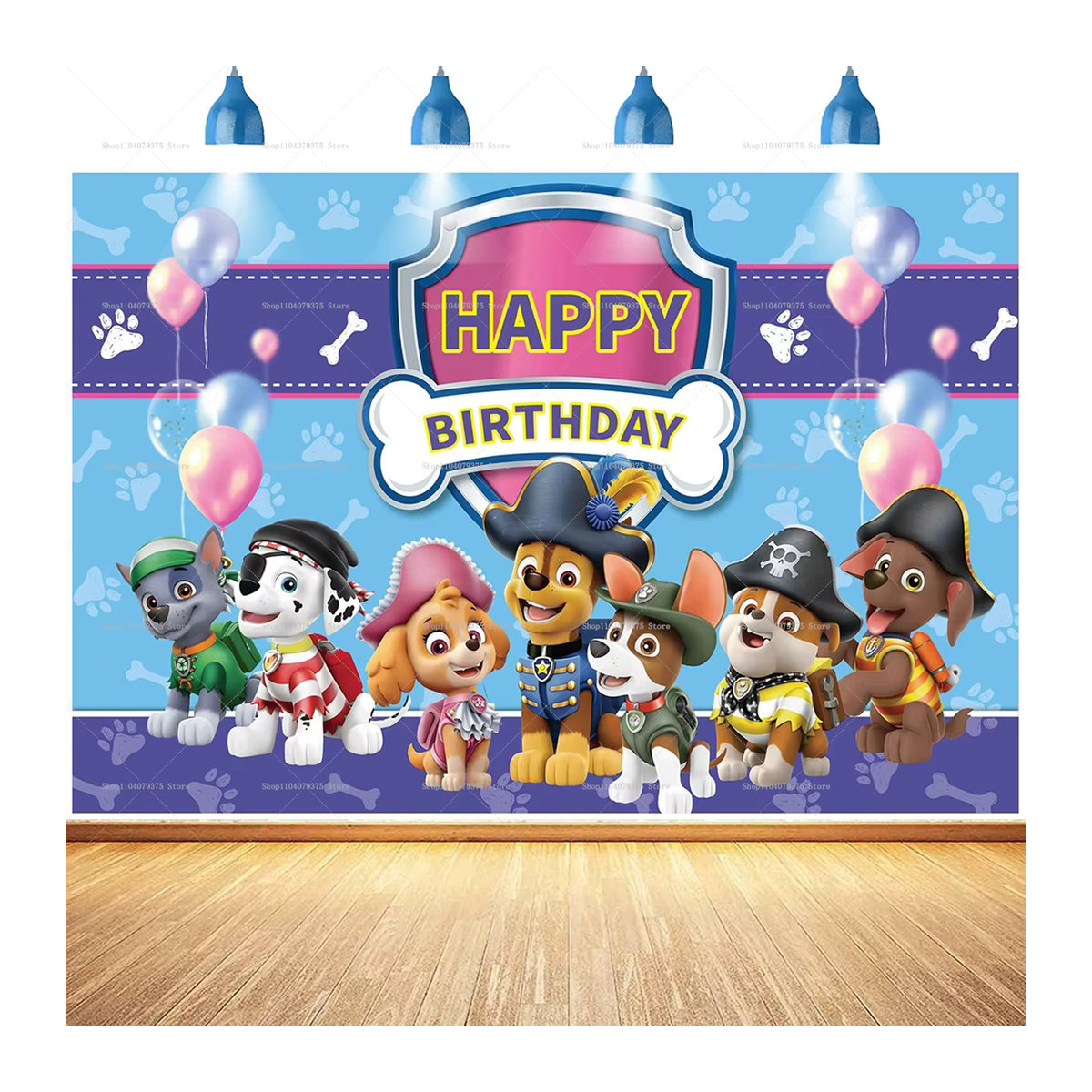 Paw Patrol Party-Hintergrund Banner für Kindergeburtstage, mehrfarbig und gelb, B/H: 100 x 150 cm - Bild 3