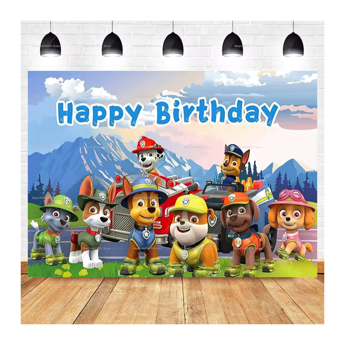 Paw Patrol Party-Hintergrund Banner für Kindergeburtstage, mehrfarbig und gelb, B/H: 100 x 150 cm - Bild 4