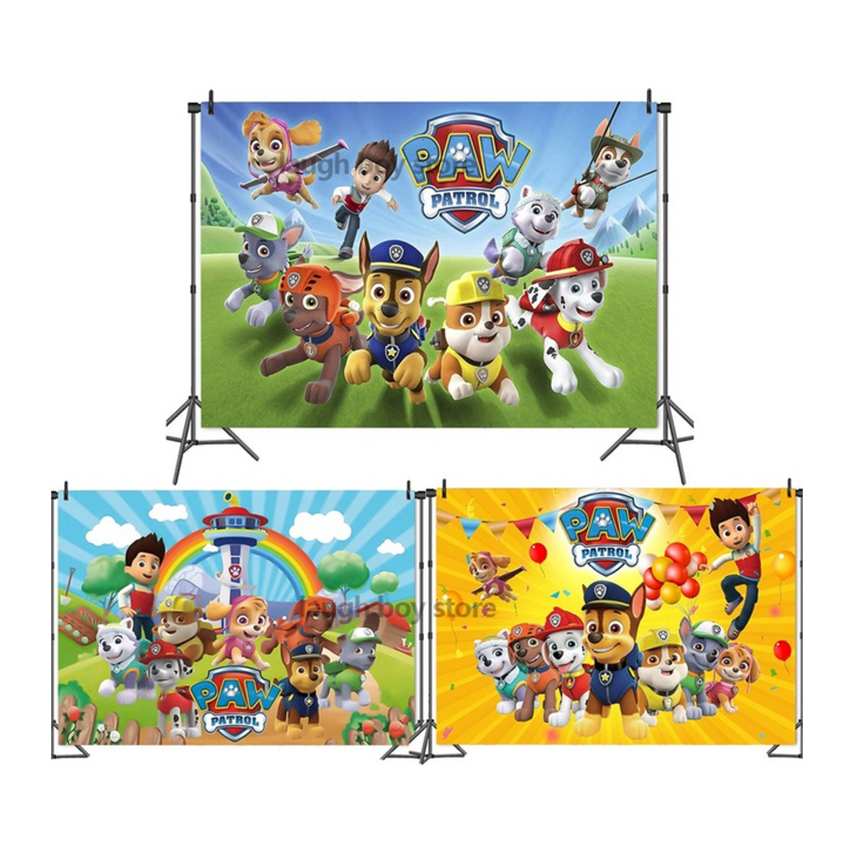 Paw Patrol Party Hintergrund Dekoration für Kinder Geburtstag Poster Vorlage im Querformat, mehrfarbig - Bild 1