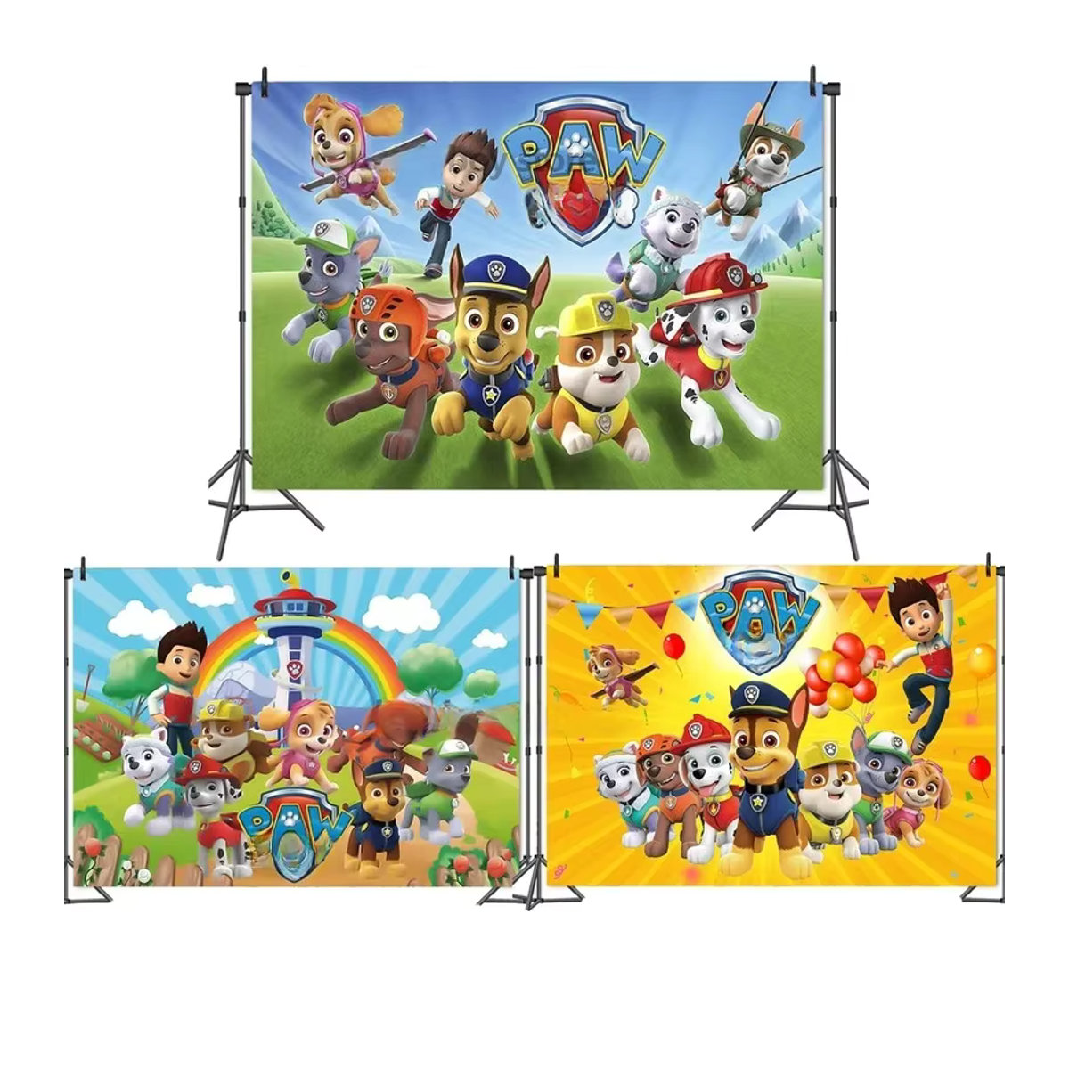 Paw Patrol Party Hintergrund Dekoration für Kinder Geburtstag Poster Vorlage im Querformat, mehrfarbig - Bild 3