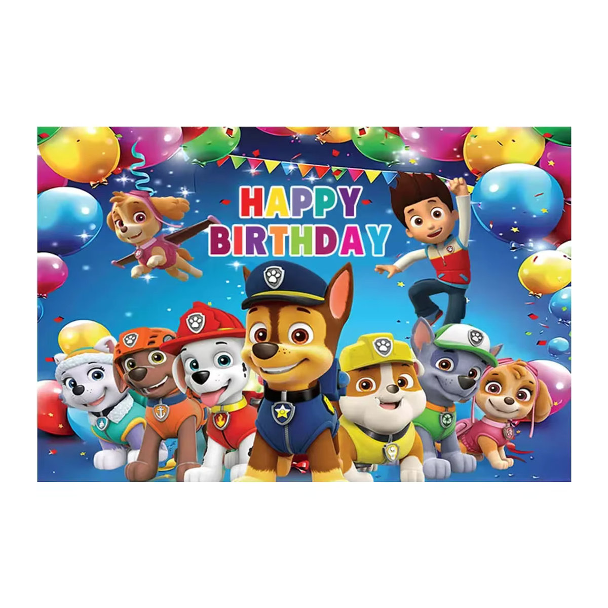 Paw Patrol Partyhintergrund Dekoration für Kindergeburtstage und Fotostudios, mehrfarbig, rechteckig, 90 x 90 cm - Bild 2
