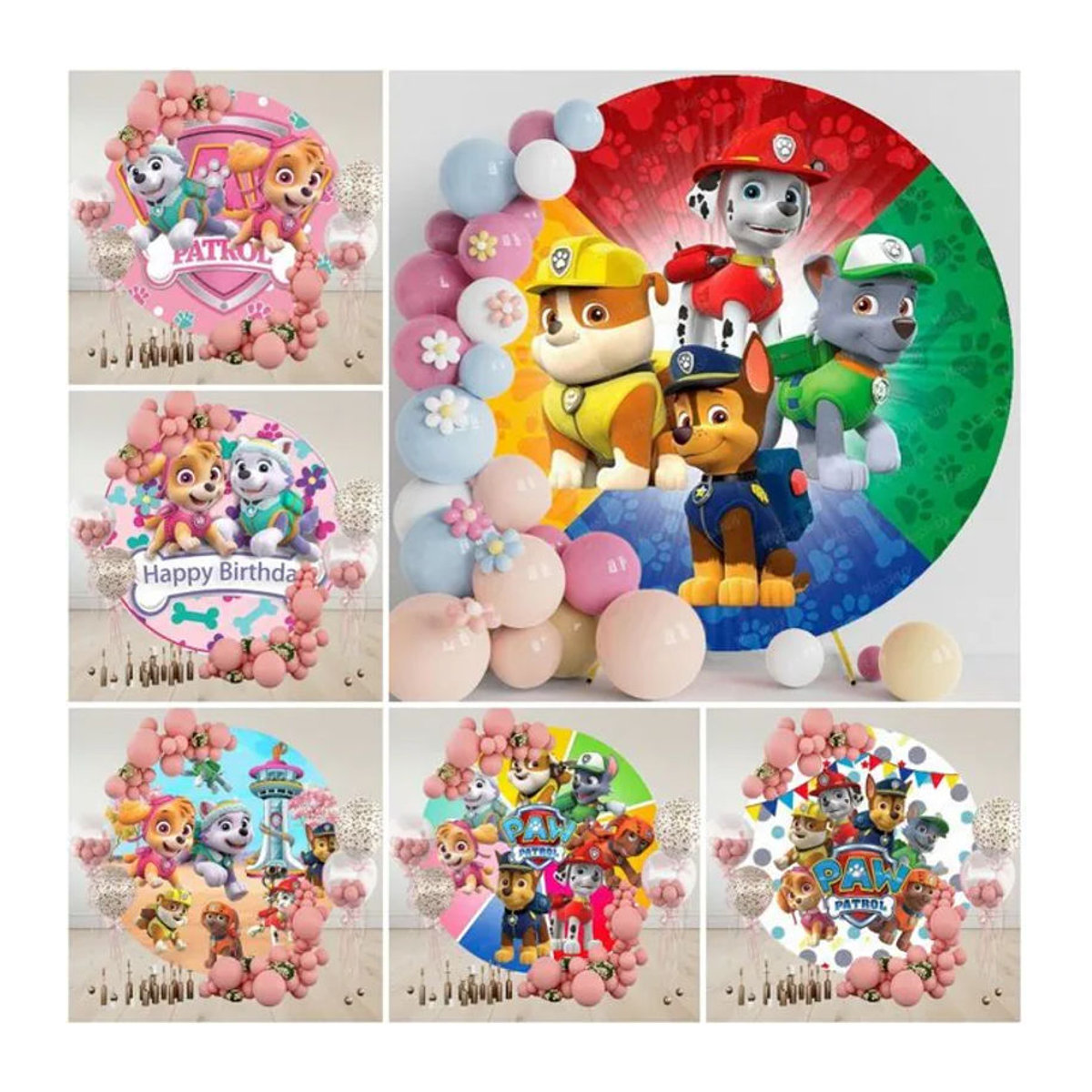 PAW Patrol Runde Hintergrunddekoration für Baby-Geburtstage und Babypartys, Mehrfarbig - Bild 1