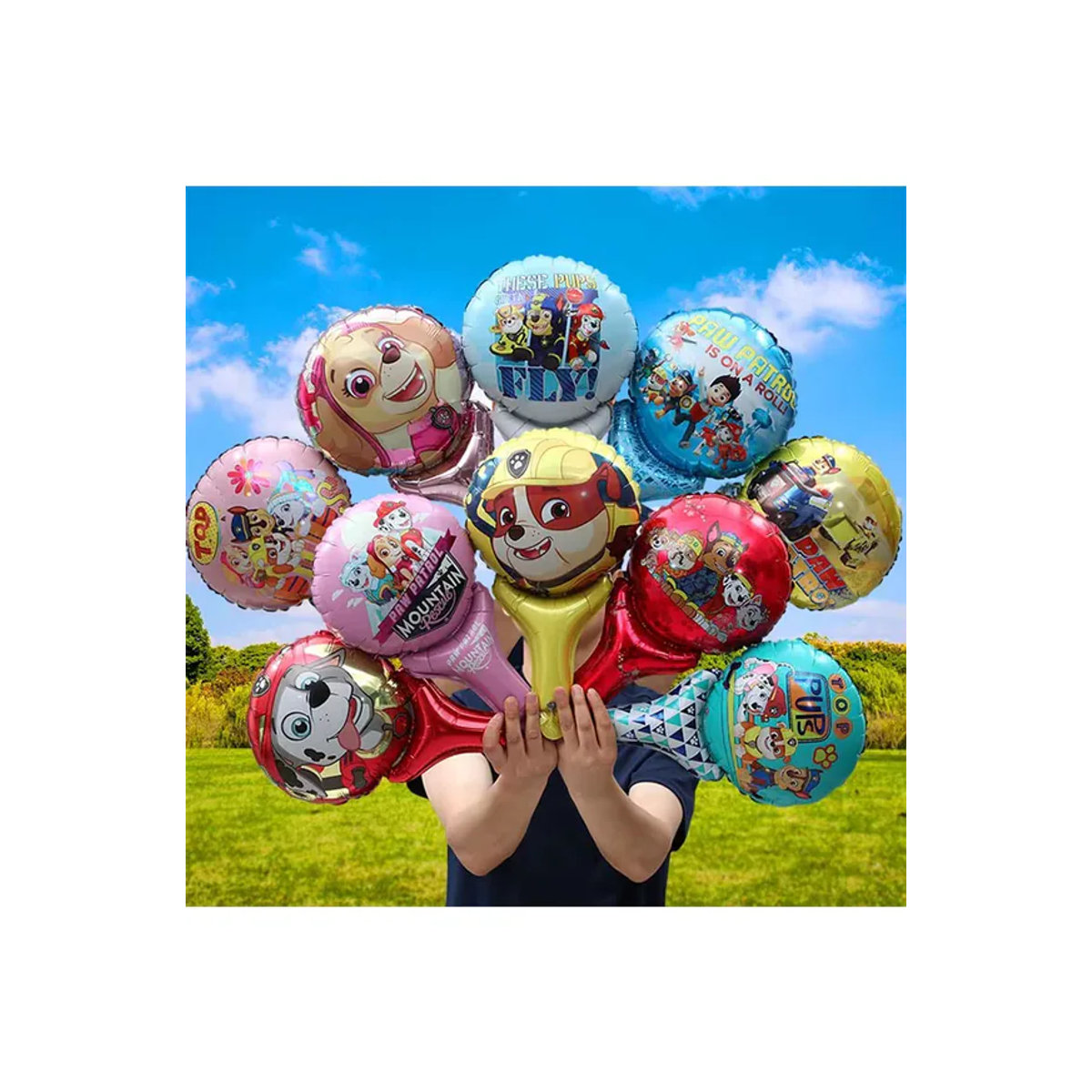 Paw Patrol Stick Ballons mit Ryder, Chase und Skye für Kindergeburtstage und Babypartys, mehrfarbig, Aluminium-Folienballons - Bild 3