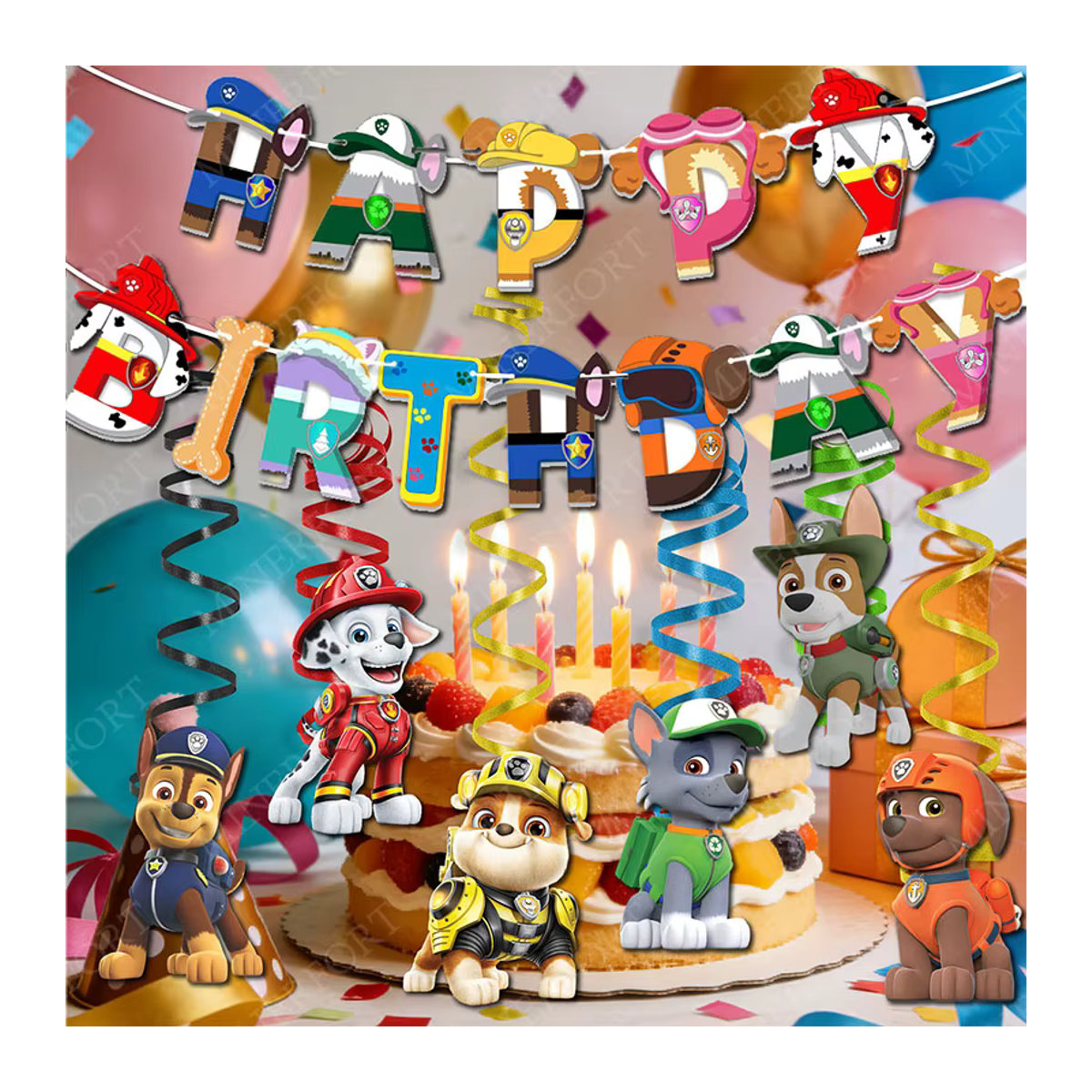 Paw Patrol Themen-Spiralbanner-Kombination aus Papier für Kindergeburtstage, mehrfarbig, hängende Dekoration im Cartoon-Stil - Bild 5