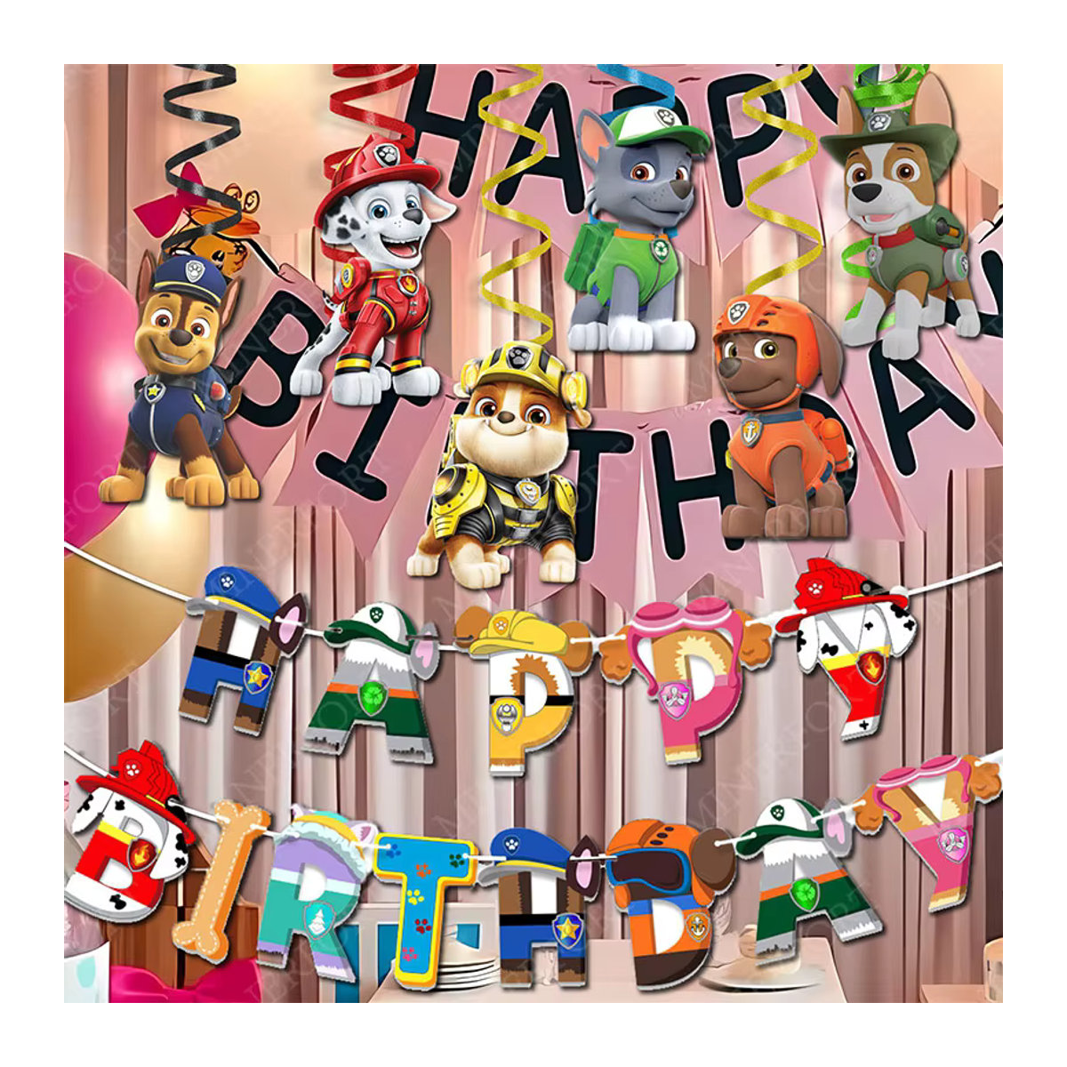 Paw Patrol Themen-Spiralbanner-Kombination aus Papier für Kindergeburtstage, mehrfarbig, hängende Dekoration im Cartoon-Stil - Bild 6