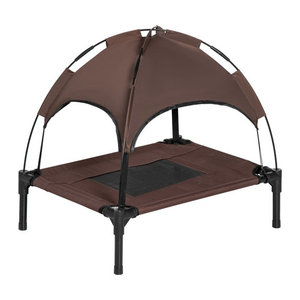 PawHut Erhöhtes Hundebett Outdoor mit Baldachin aus Taftstoff und Mesh in Braun oder Schwarz, B/T/H: 61 x 46 x 62 cm