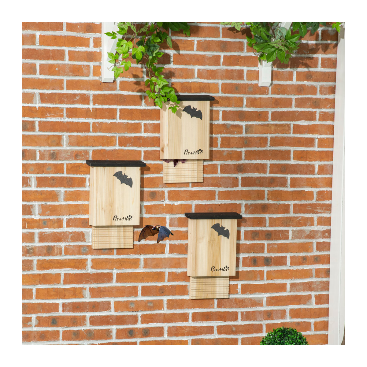 PawHut Fledermauskasten 3er-Set aus Tannenholz in Braun zum Aufhängen - Bild 2