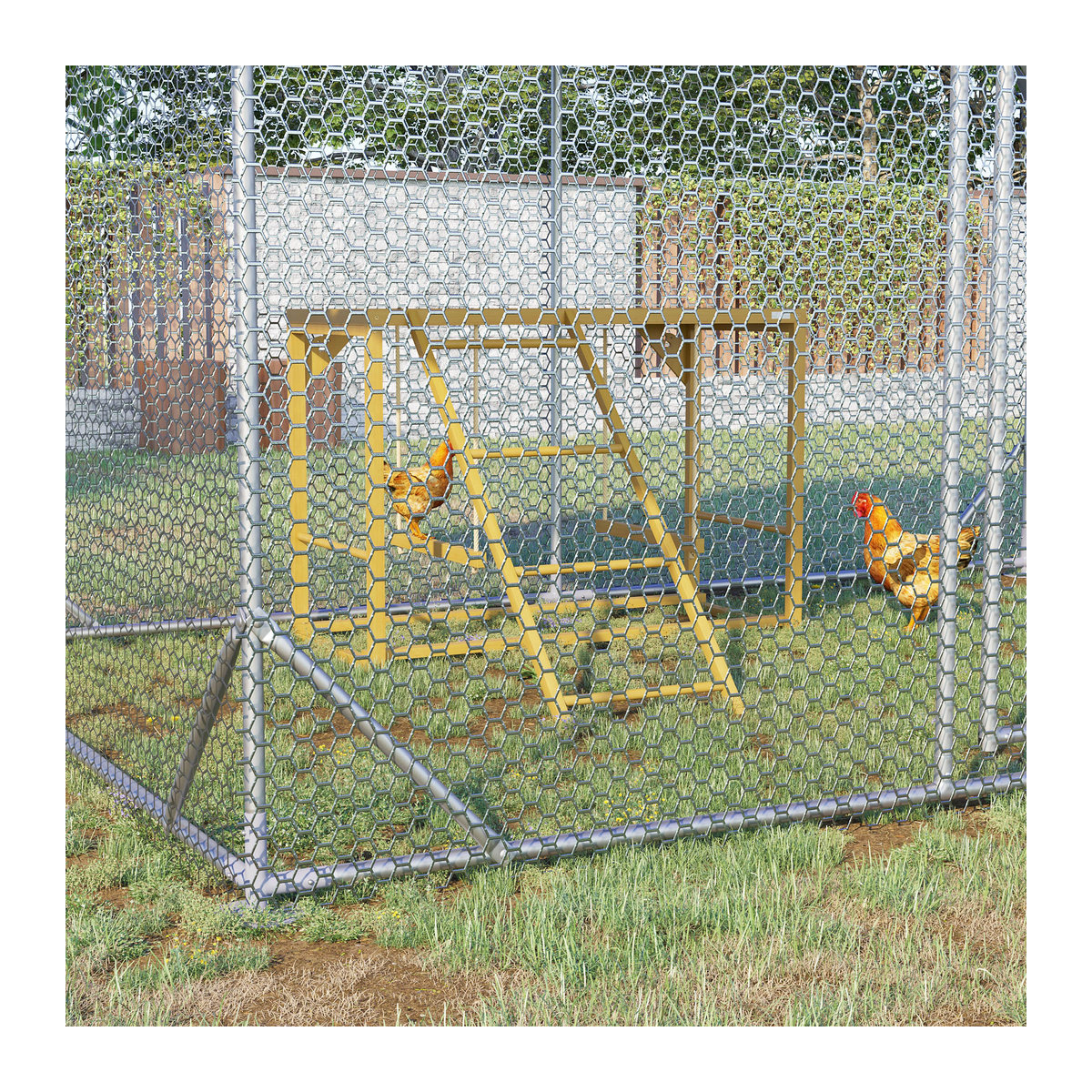 PawHut Hühner-Spielgerüst aus Naturholz mit Schaukel und Leiter für 3-4 Hühner, B/H/L: 110 x 70 x 100 cm - Bild 2