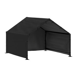 PawHut Hundehütte Schwarz mit wasser- und UV-beständiger Überdachung für kleine mittelgroße und große Hunde bis 30 kg B/T/H: 125 x 110 x 93 cm