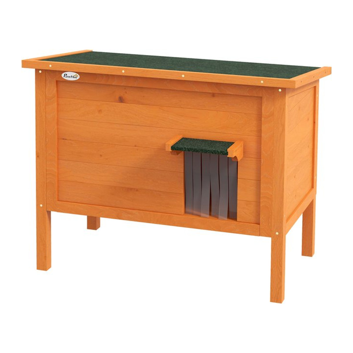 PawHut Katzenhaus aus Holz und Kiefer mit Türvorhang, isoliertes Outdoor-Design für Kleintiere, Orange, B/T/H: 60 x 60 x 81,5 cm - Bild 1