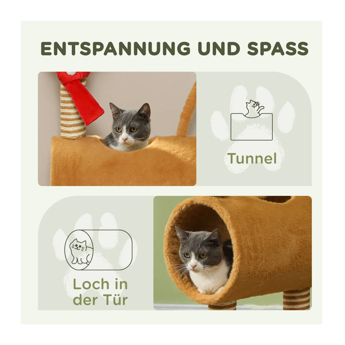 PawHut Kratzbaum im Hirschdesign mit Höhle und Spielball, Braun, B/T/H: 34 x 48 x 98 cm - Bild 3