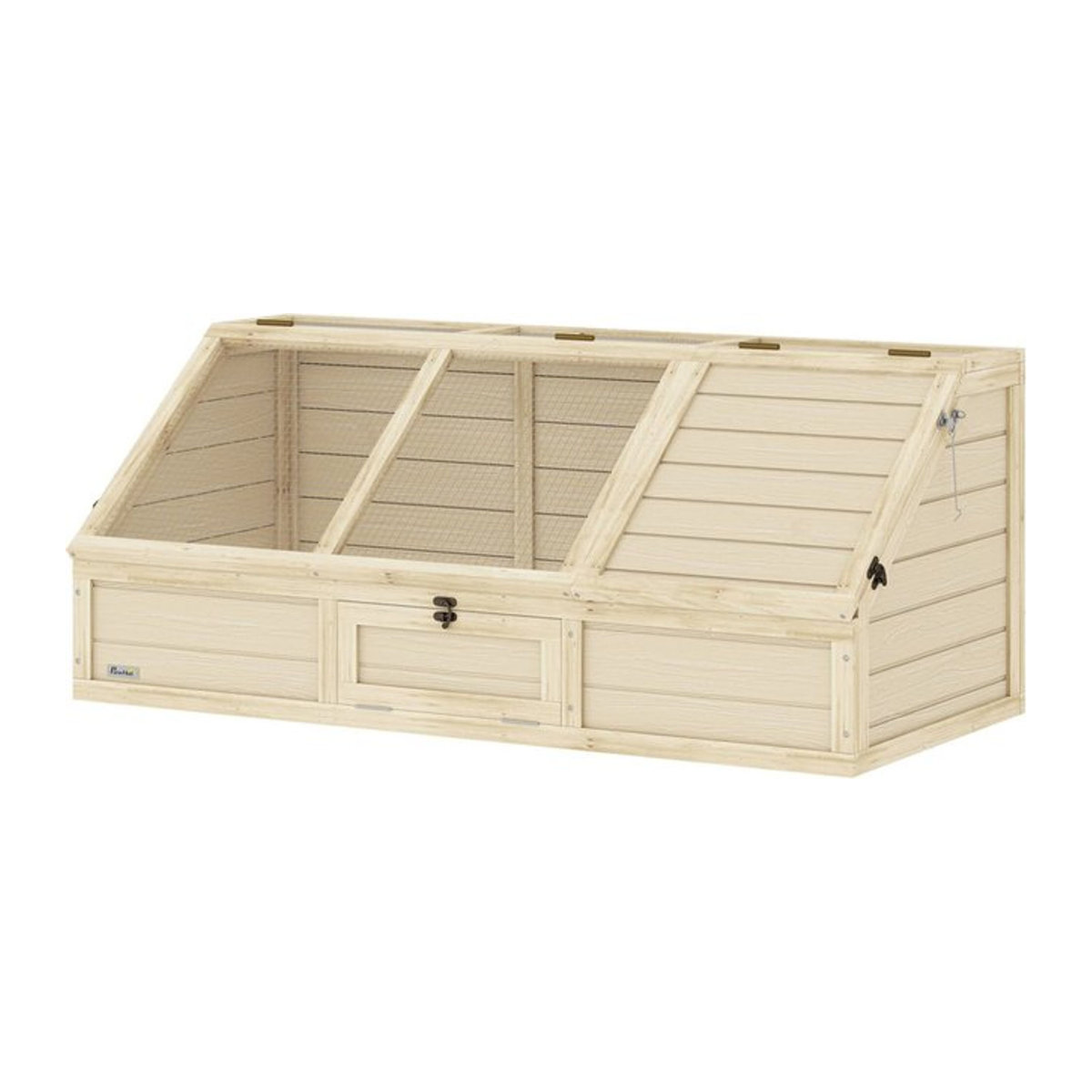 PawHut Schildkrötenhaus aus Holz in Natur mit zwei Haupthäusern und aufklappbarer Oberseite, Outdoor Reptiliengehege für Kleintiere und Kaninchen, B/H/L: 55 x 50 x 120 cm - Bild 1