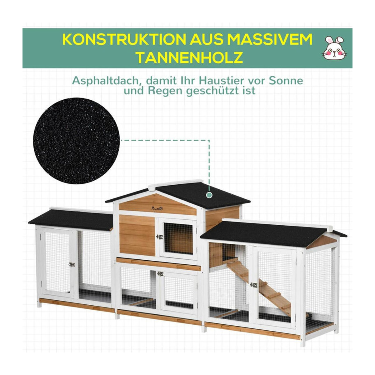PawHut Stall Gelb aus Polypropylen B/H/L: 53 x 230 x 93,5 cm - Bild 2