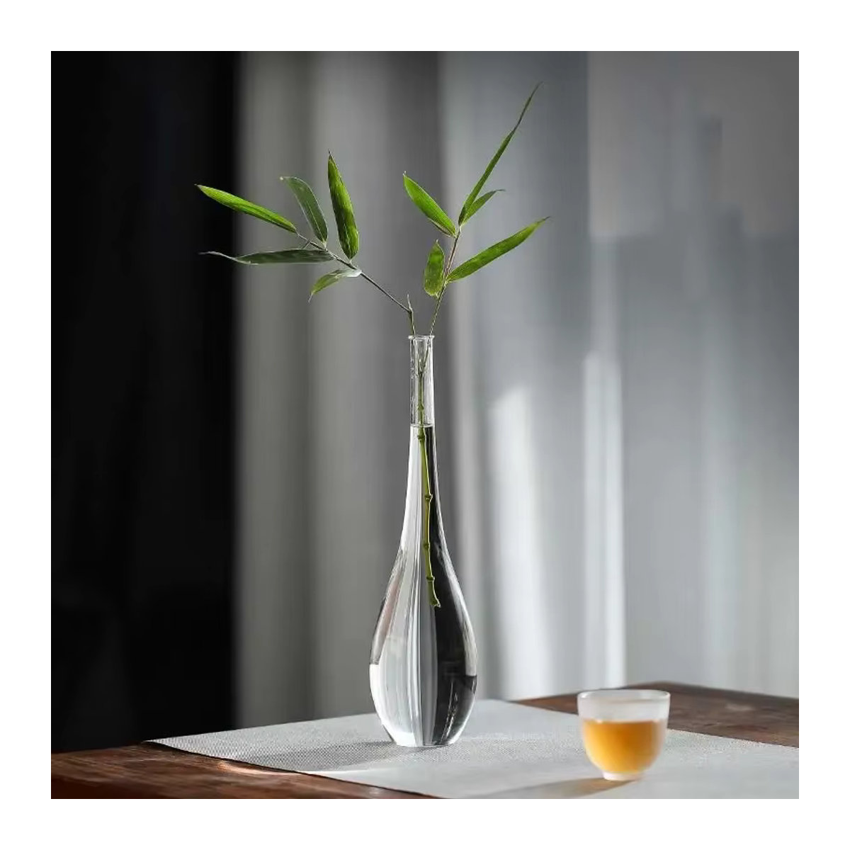 PDQ Glasvase im japanischen Zen-Stil, transparente bauchige Guanyin-Vase für Schnittblumen und Topfpflanzen in minimalistischem Design - Bild 4